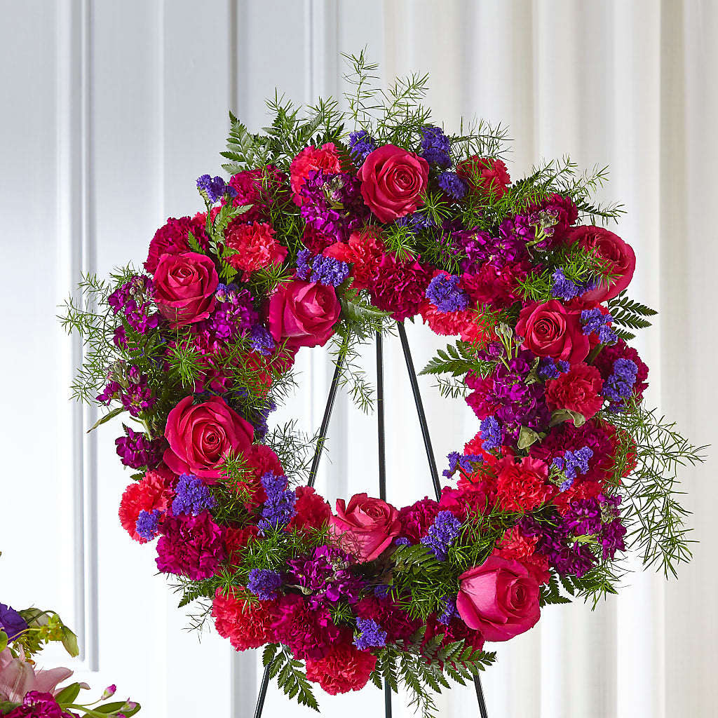 Calming Colors Wreath – Konbit Flowers Group Llc, Brooklyn NY