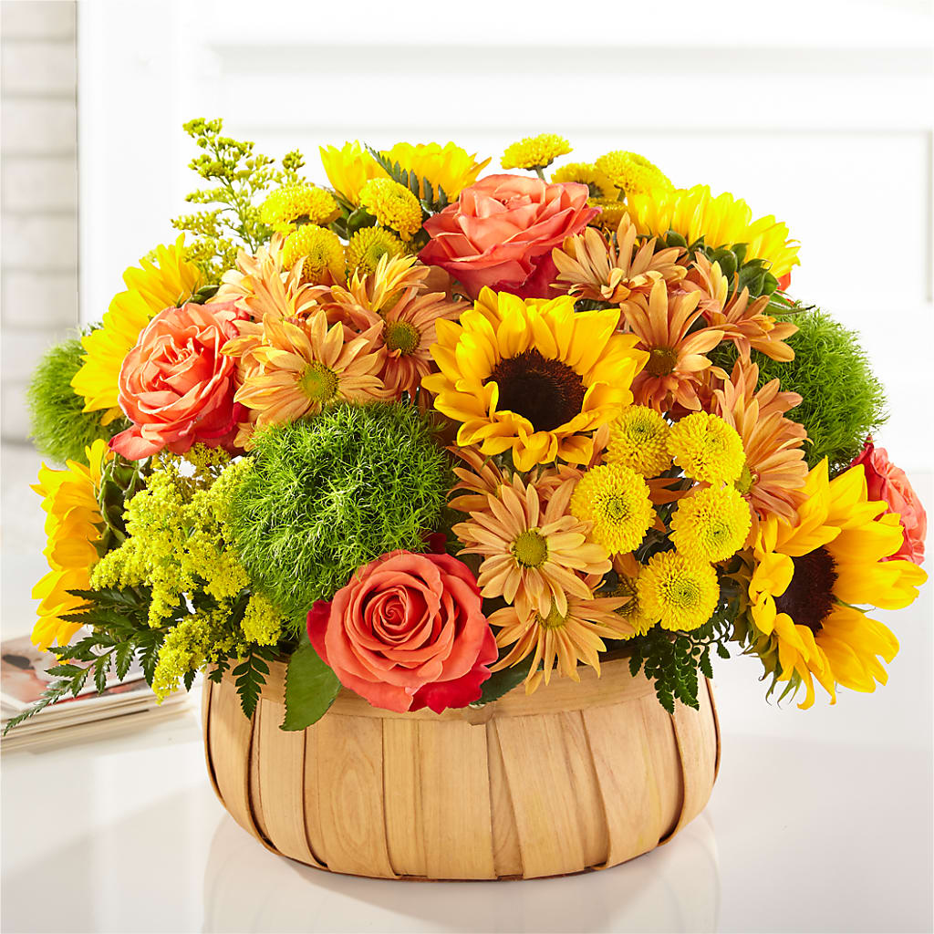 Harvest Sunflower Basket – Konbit Flowers Group Llc, Brooklyn NY