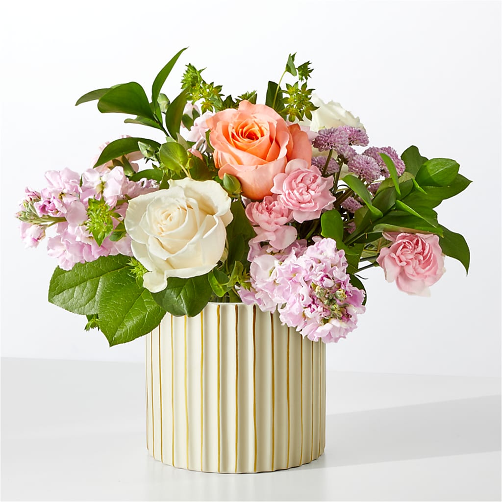 French Market Bouquet with Ivory Vase – Konbit Flowers Group Llc, Brooklyn NY