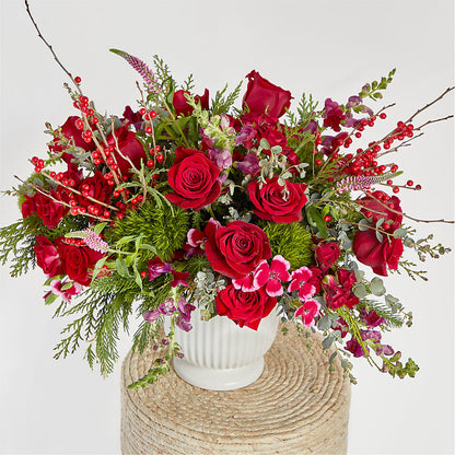 Big Red Bow Bouquet –  Konbit Flowers Group Llc, Brooklyn NY