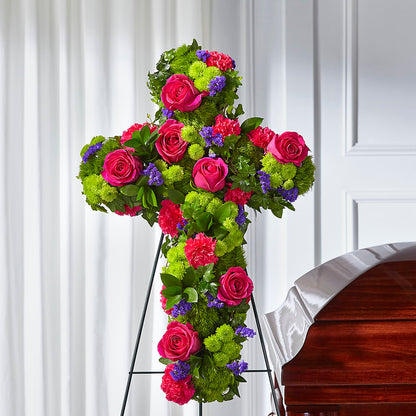 Tribute Rose Floral Cross –  Konbit Flowers Group Llc, Brooklyn NY