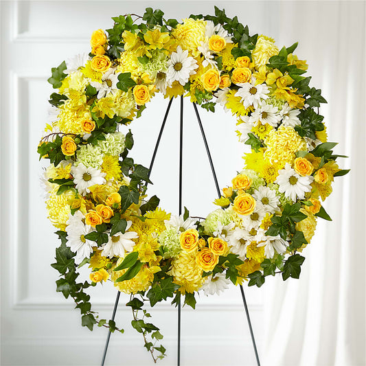 Golden Remembrance Wreath –  Konbit Flowers Group Llc, Brooklyn NY