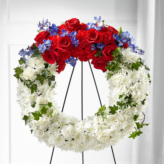 Patriotic Passion Wreath –  Konbit Flowers Group Llc, Brooklyn NY