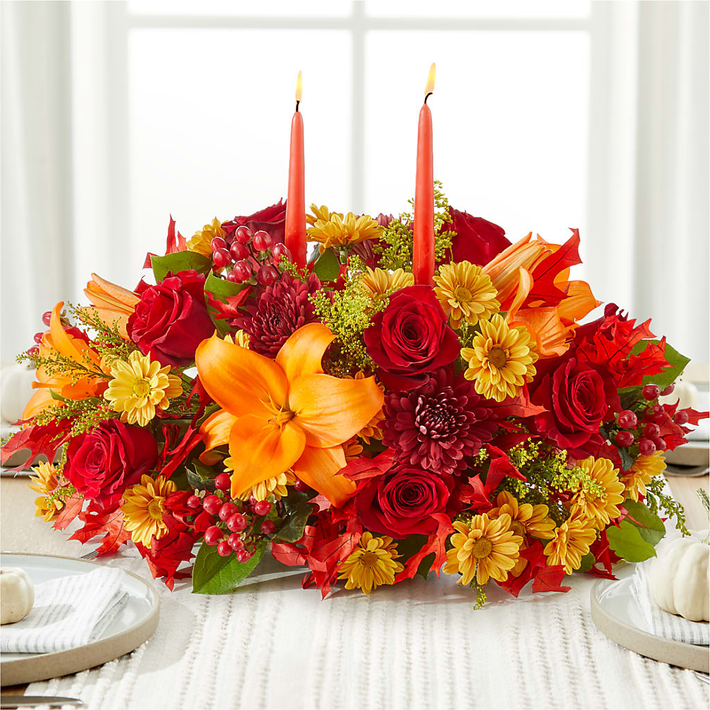 Autumn's Embrace Centerpiece –  Konbit Flowers Group Llc, Brooklyn NY