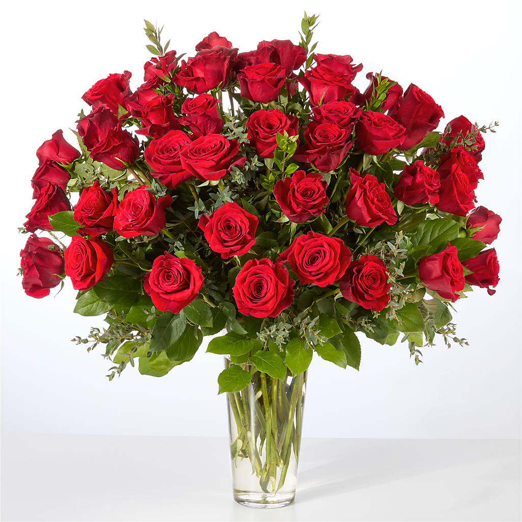 Forever Yours Fifty Stem Red Rose Bouquet –  Konbit Flowers Group Llc, Brooklyn NY