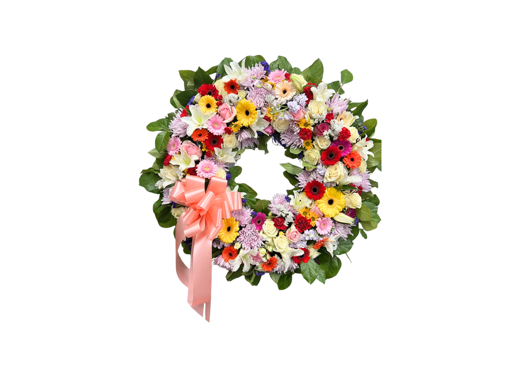 1 Multi-Colored Traditional Funeral Wreath - Image 1